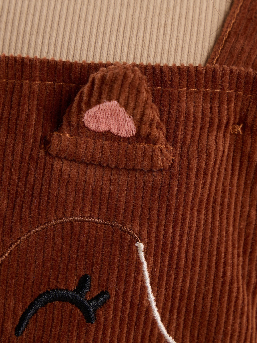 Embroidered Corduroy Pinafore and T-Shirt Set