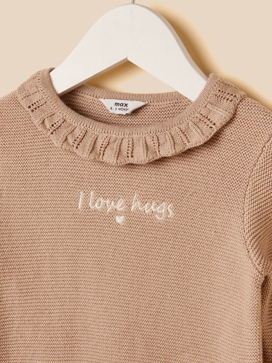 Embroidered Cotton Sweater and Pants Set