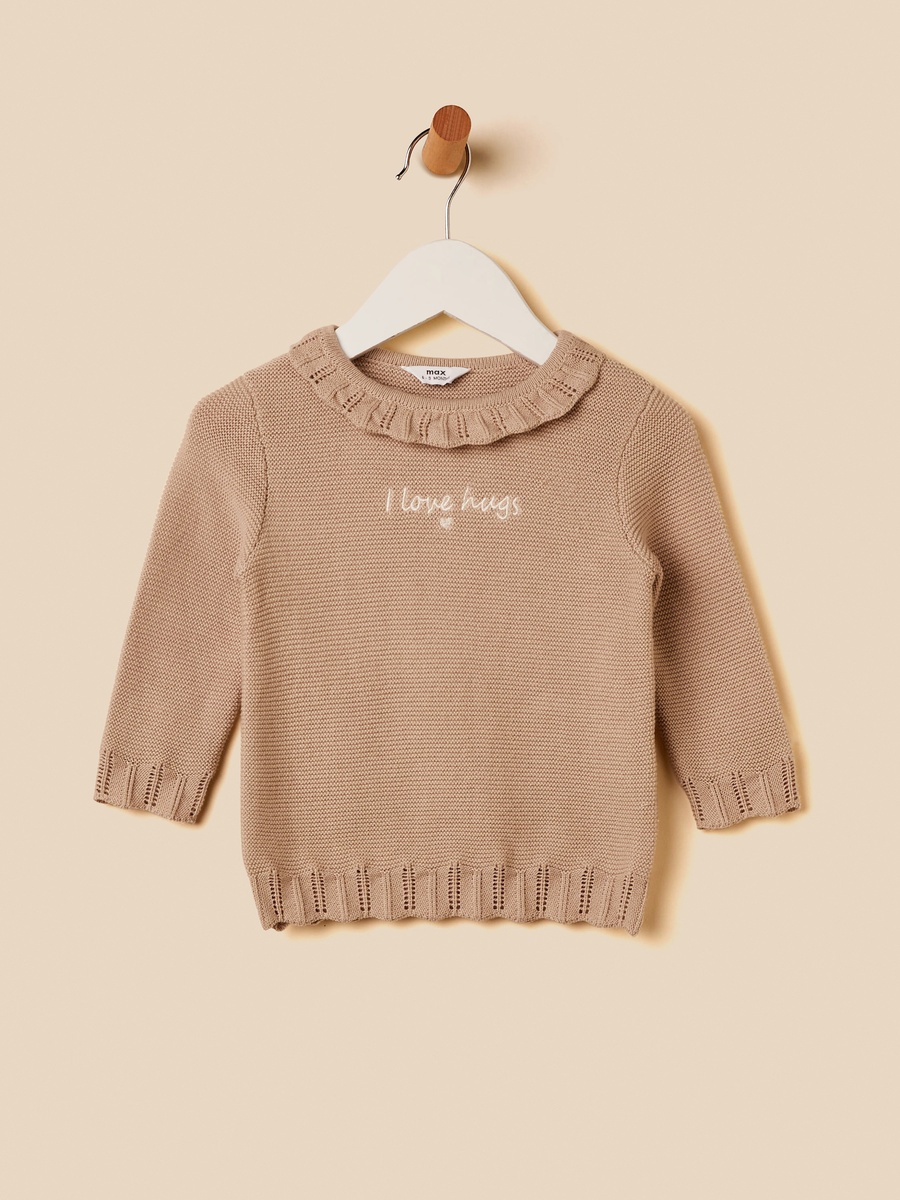 Embroidered Cotton Sweater and Pants Set