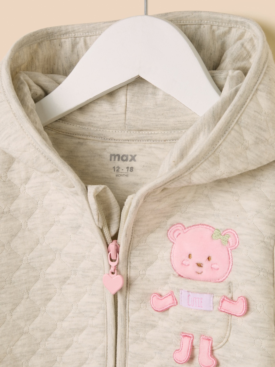Printed Bodysuit with Quilted Hoodie and Joggers
