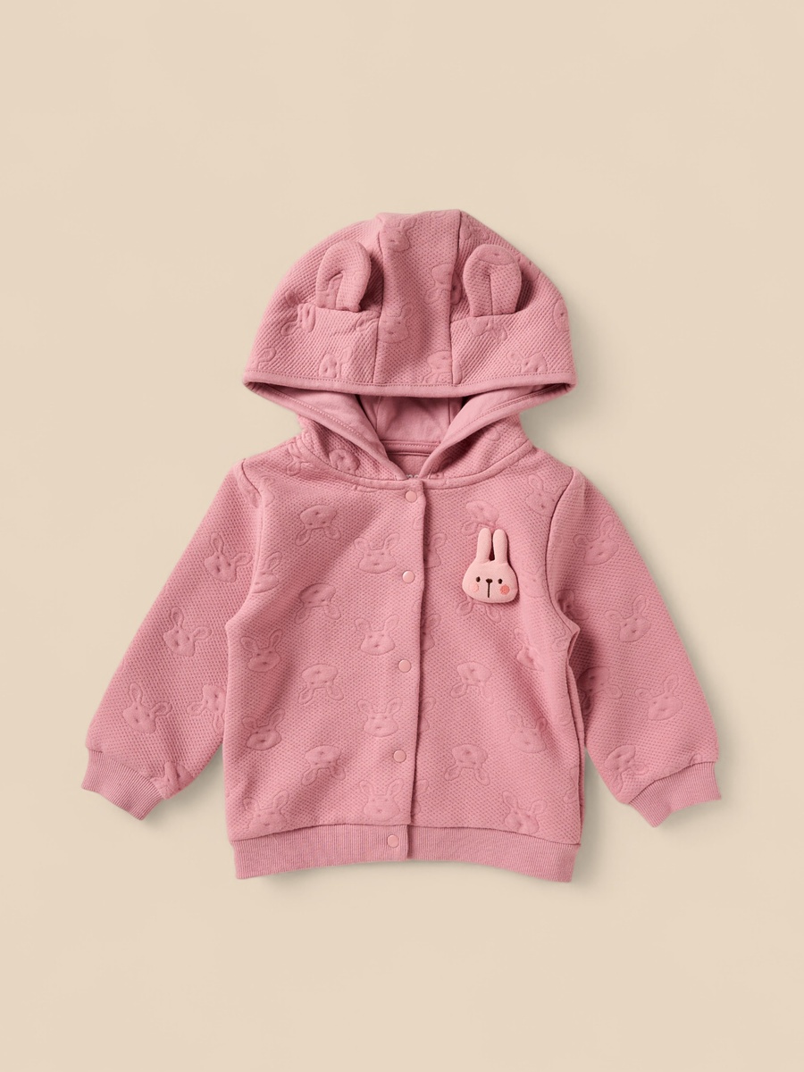 Bunny Embossed Hoodie with Bodysuit and Joggers