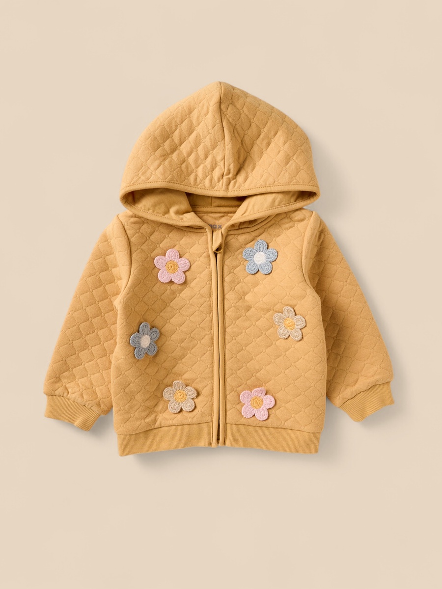 Floral Applique Hoodie with Bodysuit and Joggers