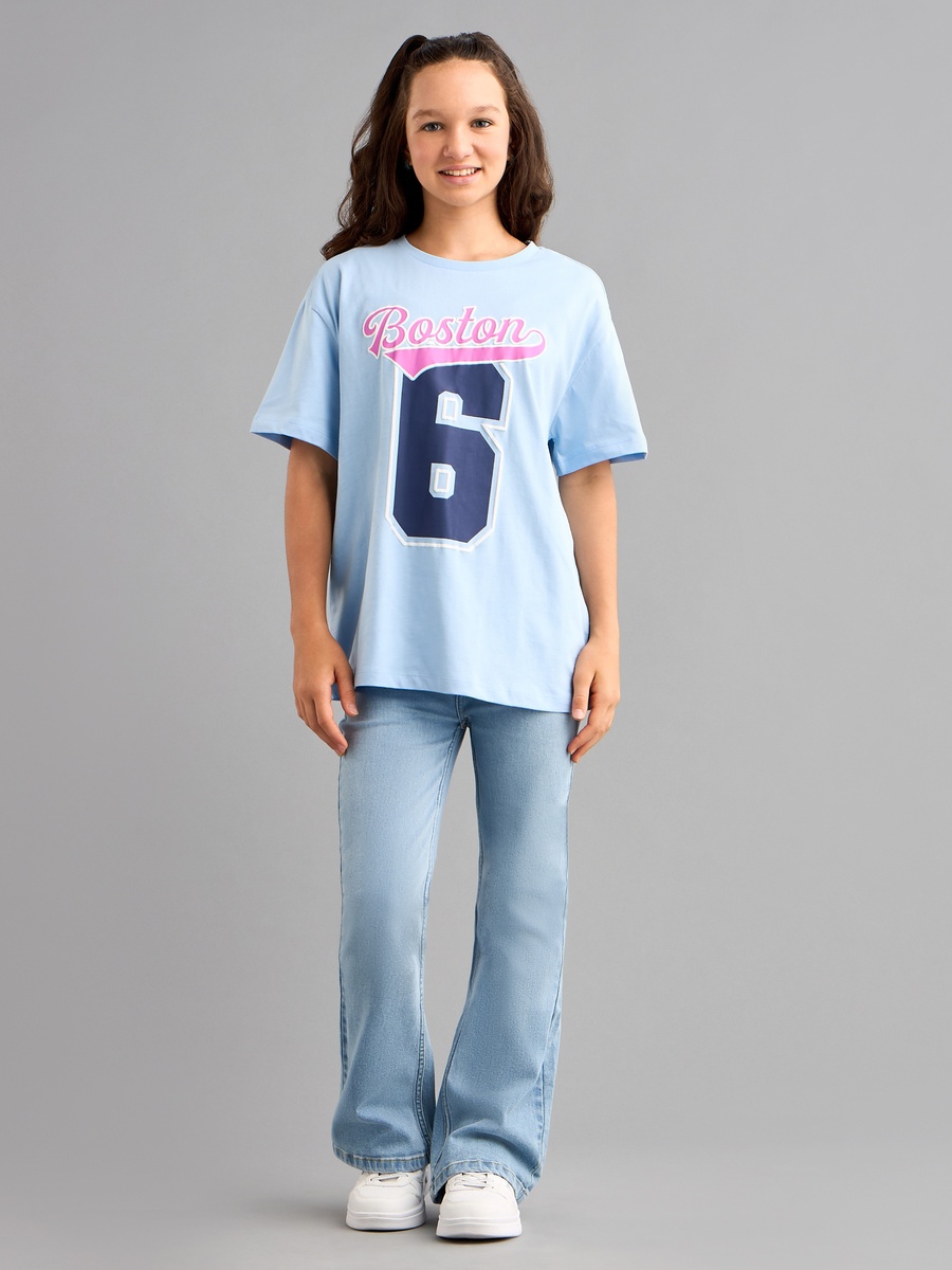 Varsity Print Oversized Cotton T-Shirt