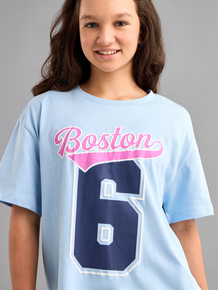 Varsity Print Oversized Cotton T-Shirt