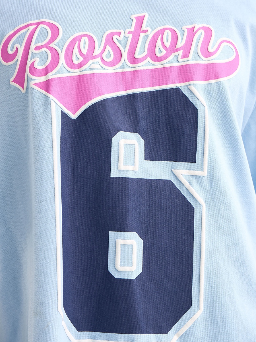 Varsity Print Oversized Cotton T-Shirt