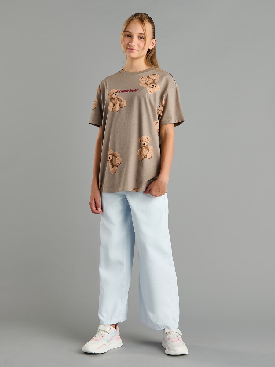 Teddy Bear Print Oversized T-Shirt
