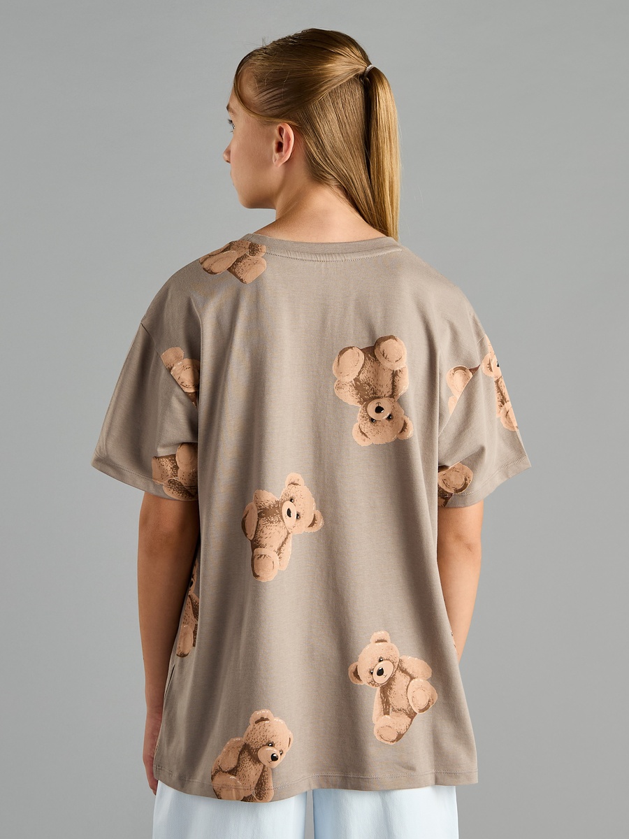 Teddy Bear Print Oversized T-Shirt