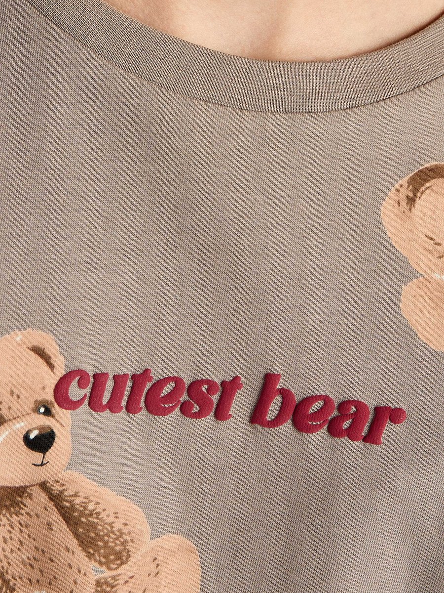 Teddy Bear Print Oversized T-Shirt
