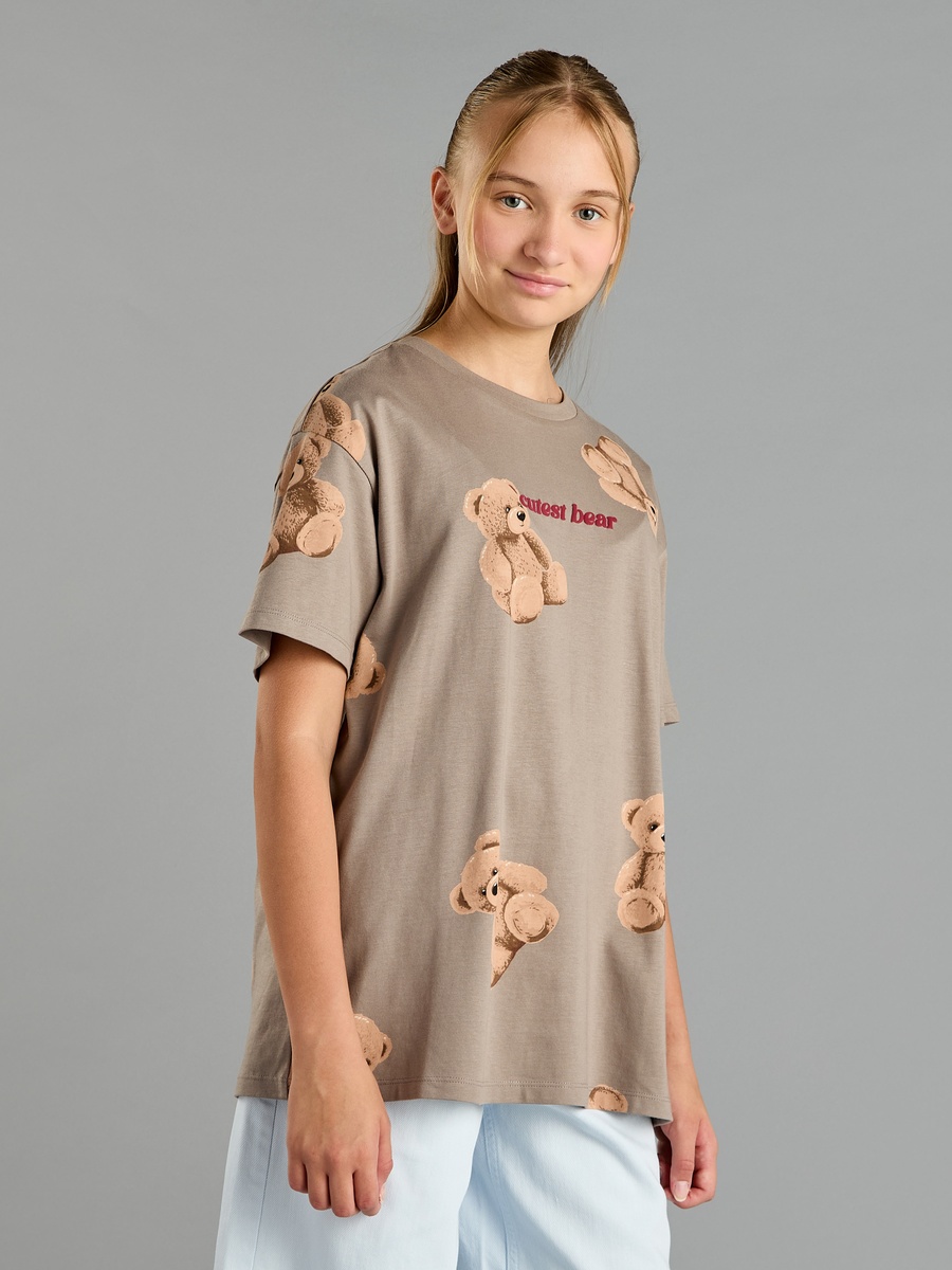 Teddy Bear Print Oversized T-Shirt
