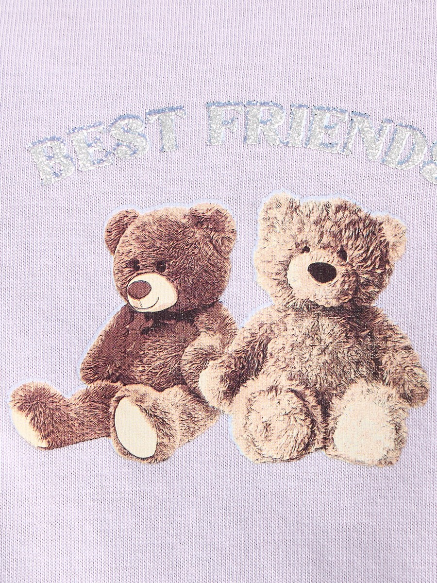 Teddy Bear Print Oversized Cotton T-Shirt