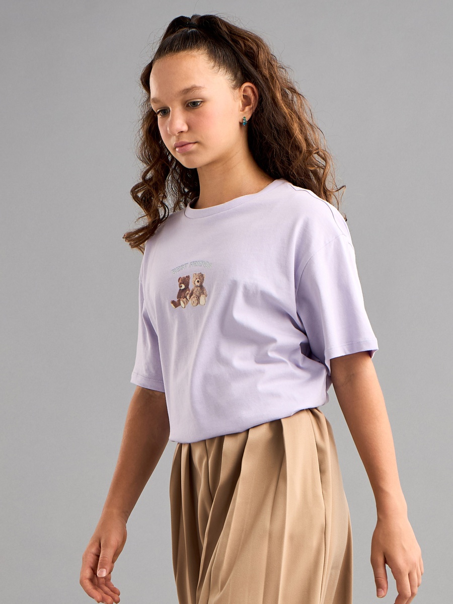 Teddy Bear Print Oversized Cotton T-Shirt