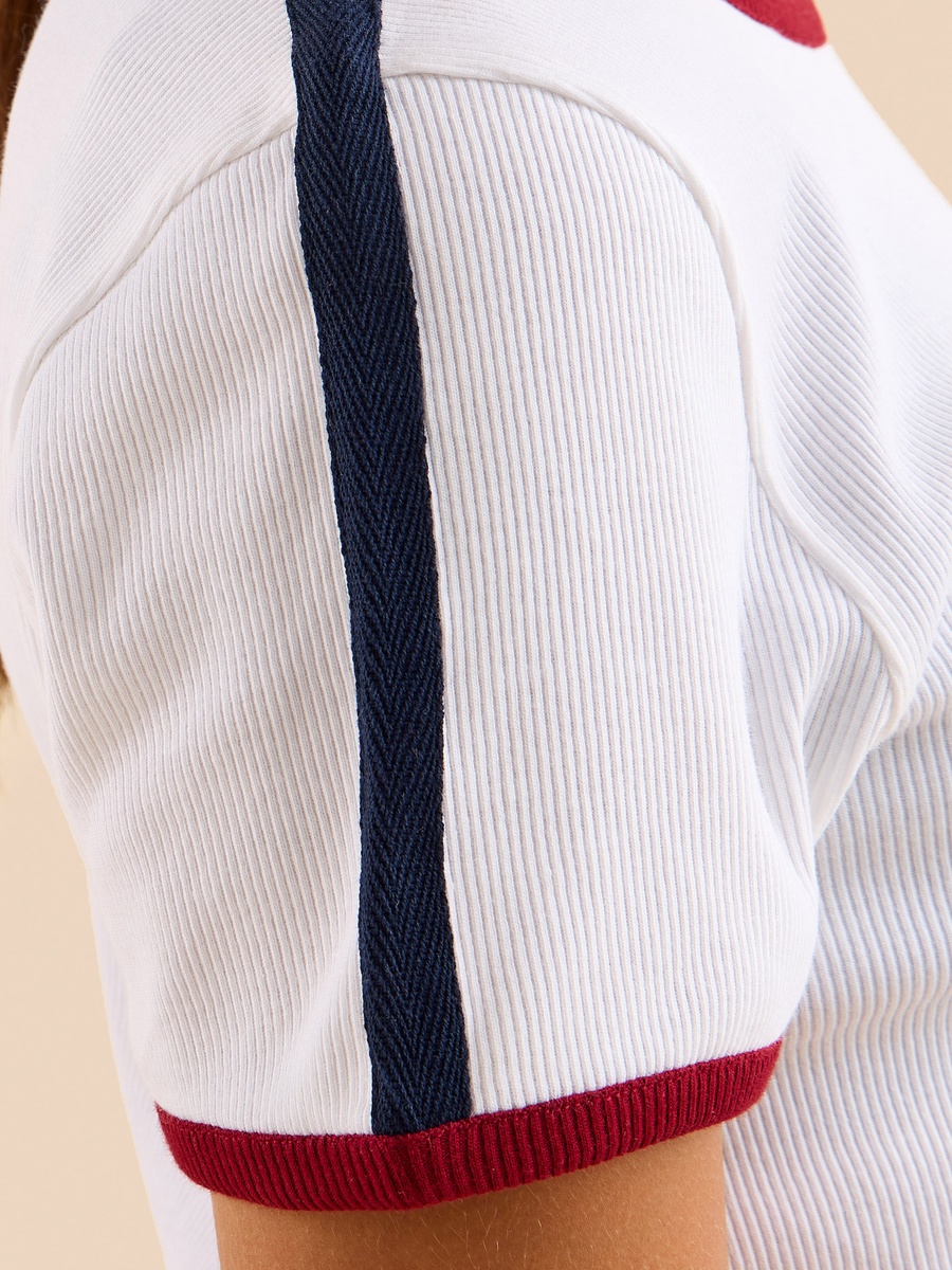 Ribbed T-Shirt with Contrast Tape Detail