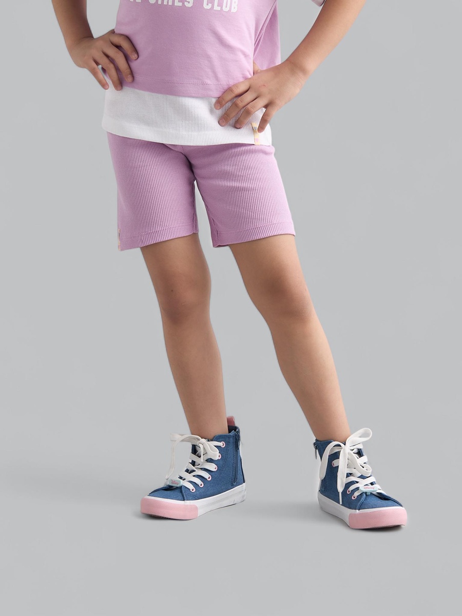 Printed T-Shirt with Short Leggings and Ribbed Top Set