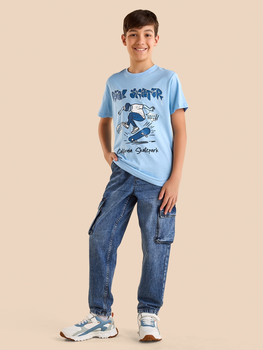 Skater Print Cotton T-Shirt