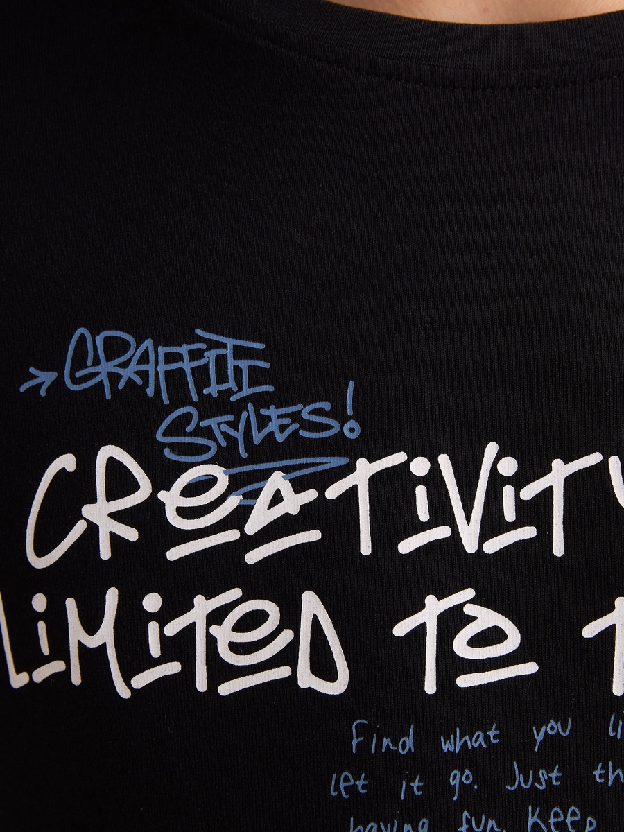 Graffiti Print Cotton T-Shirt
