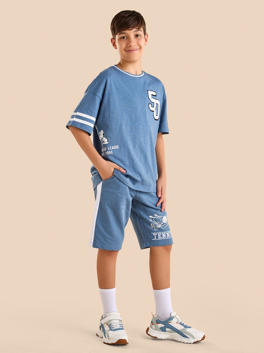 Peanut Print Cotton T-Shirt and Shorts Set