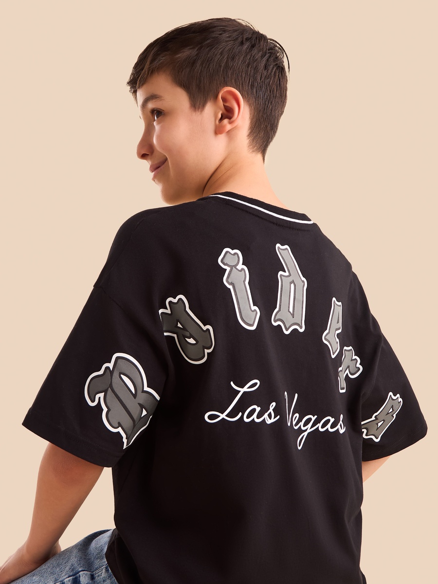 NFL Raiders Las Vegas Print V Neck Cotton T-Shirt