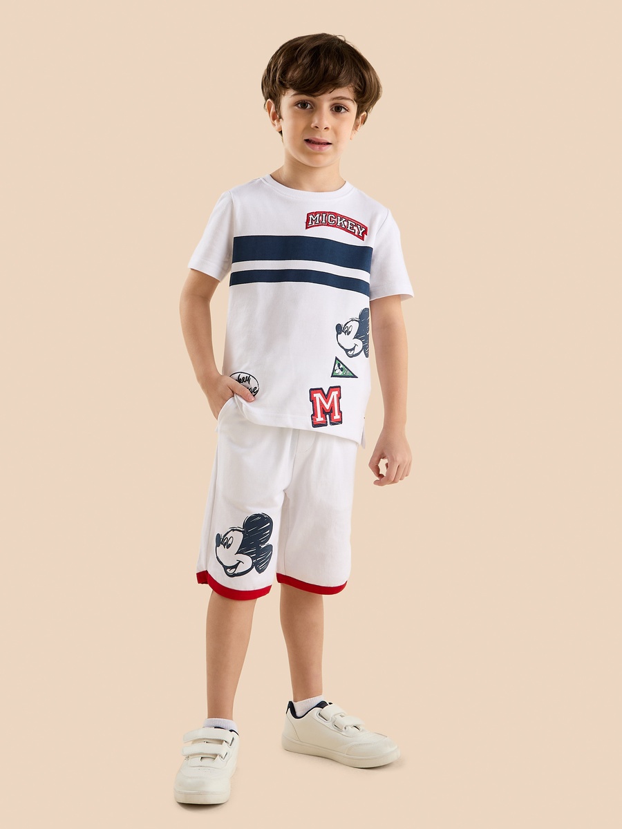 Mickey Mouse Print T-Shirt and Shorts Set