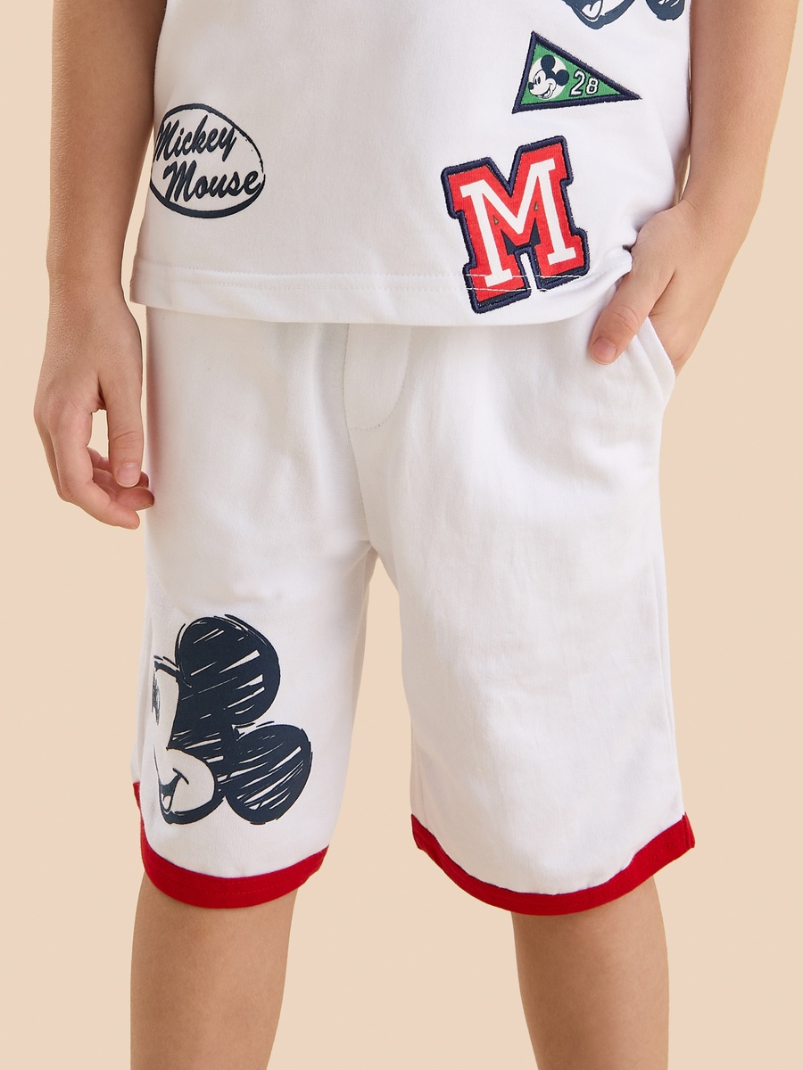 Mickey Mouse Print T-Shirt and Shorts Set