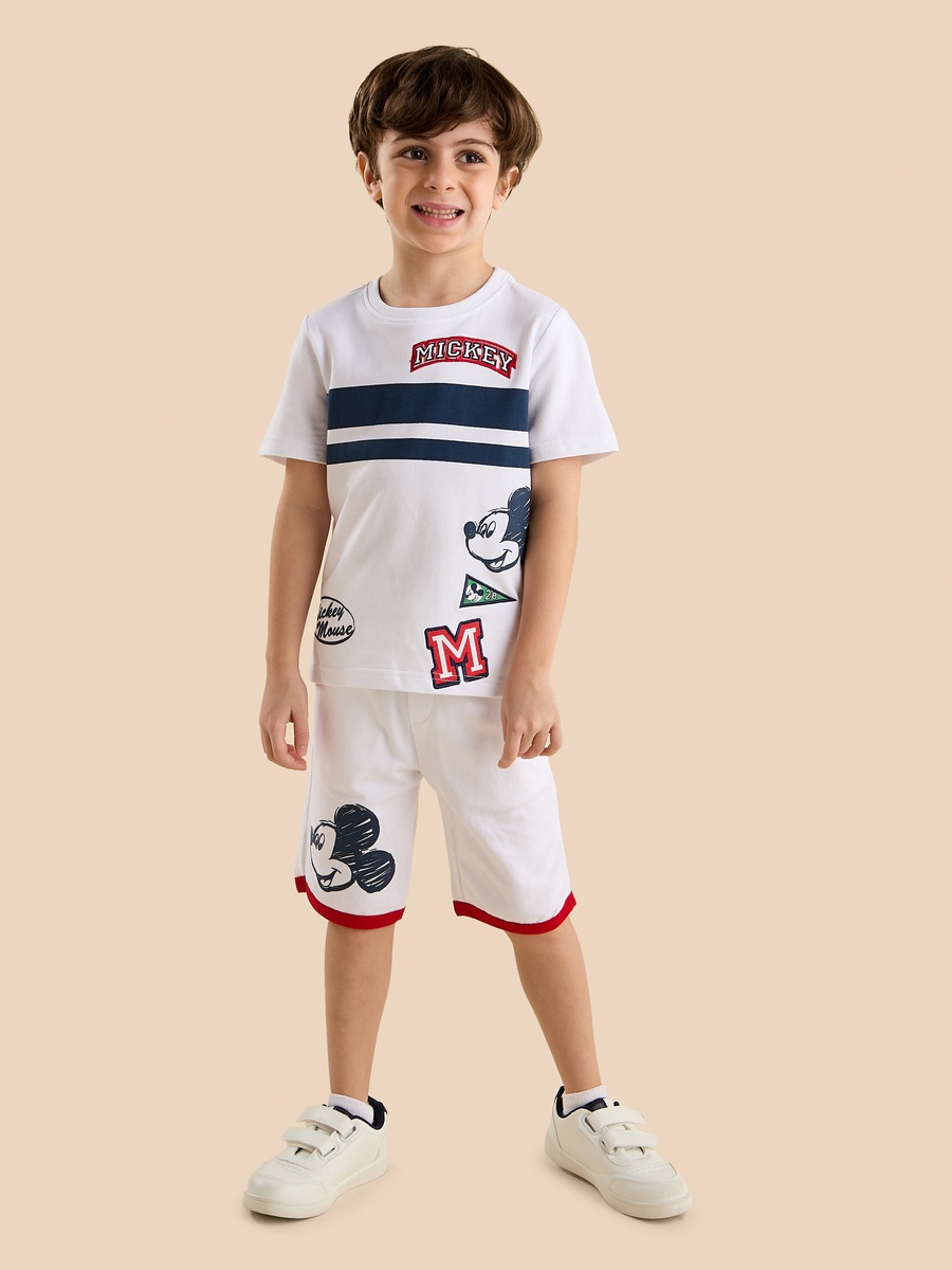 Mickey Mouse Print T-Shirt and Shorts Set