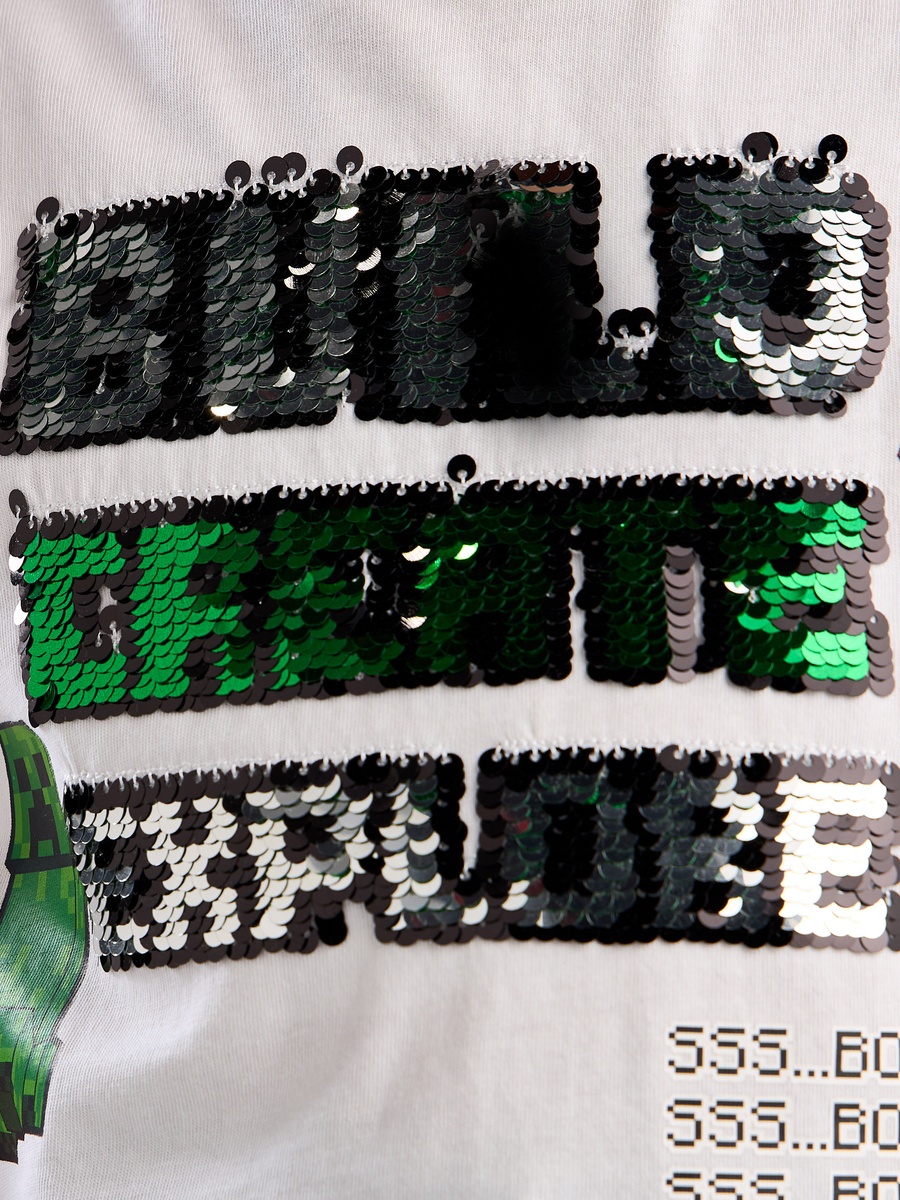 Minecraft Sequin Embellished Cotton T-Shirt