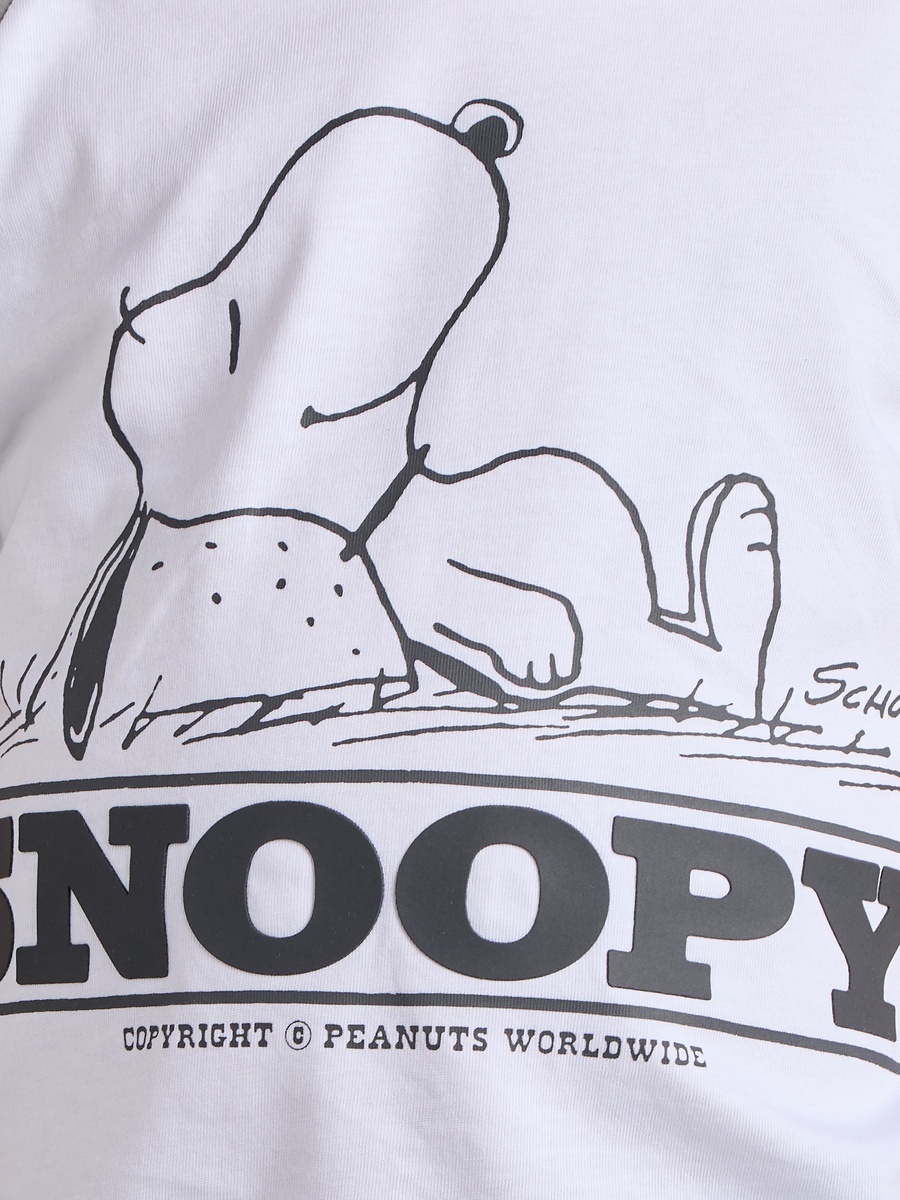 Snoopy Dog Print T-Shirt with Raglan Sleeves
