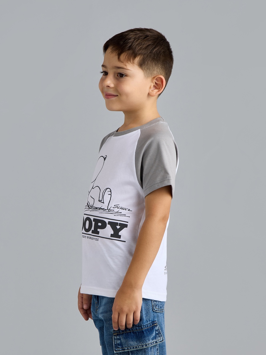 Snoopy Dog Print T-Shirt with Raglan Sleeves