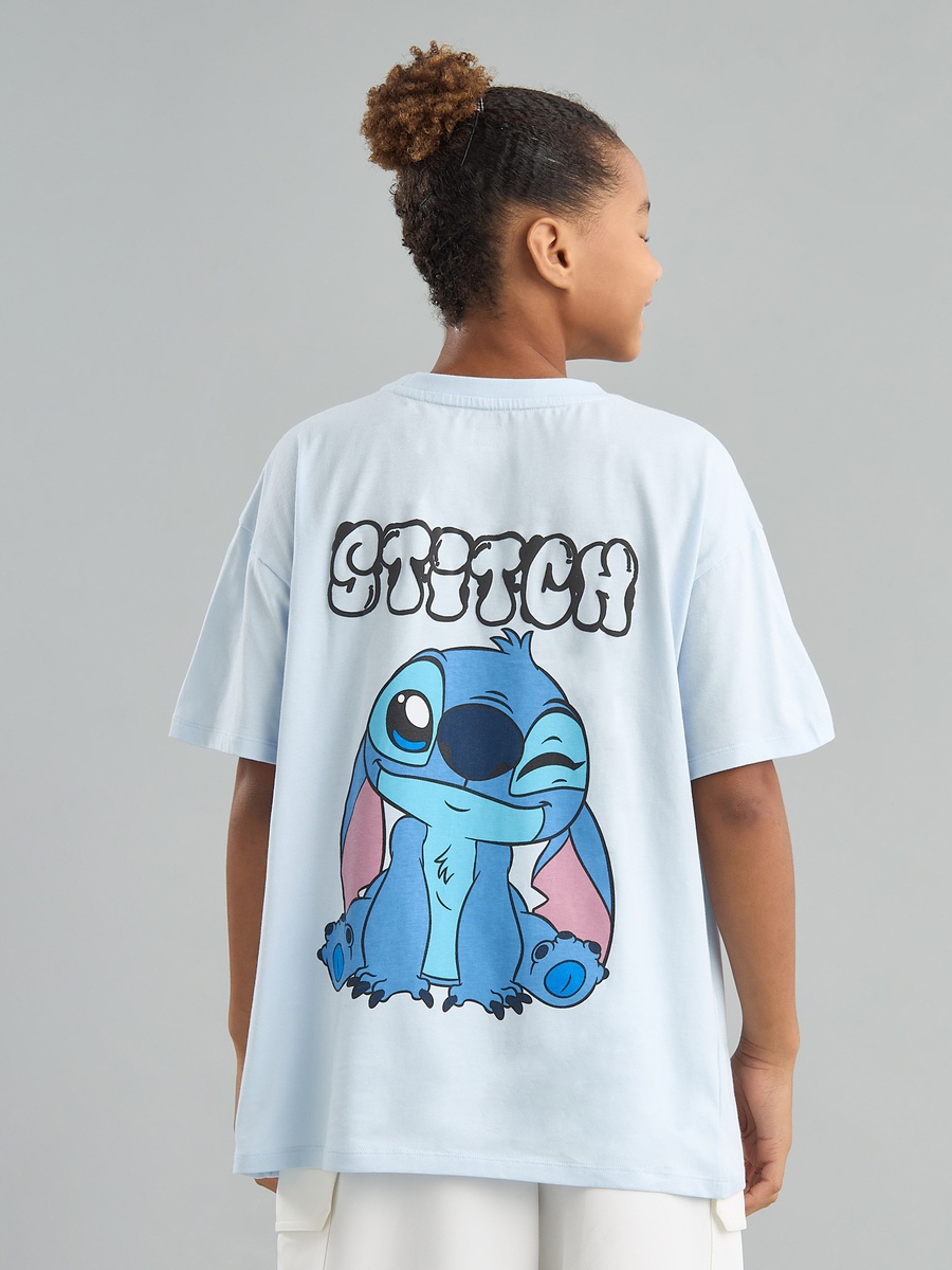 Stitch Print Oversized Cotton T-Shirt