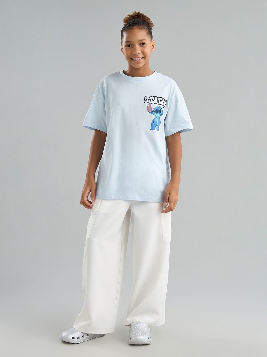 Stitch Print Oversized Cotton T-Shirt