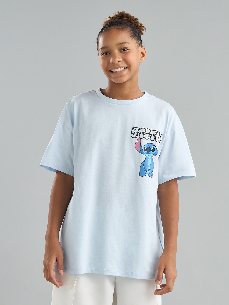 Stitch Print Oversized Cotton T-Shirt