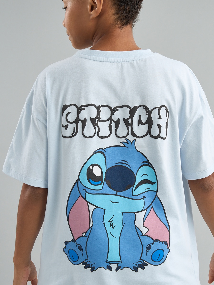Stitch Print Oversized Cotton T-Shirt
