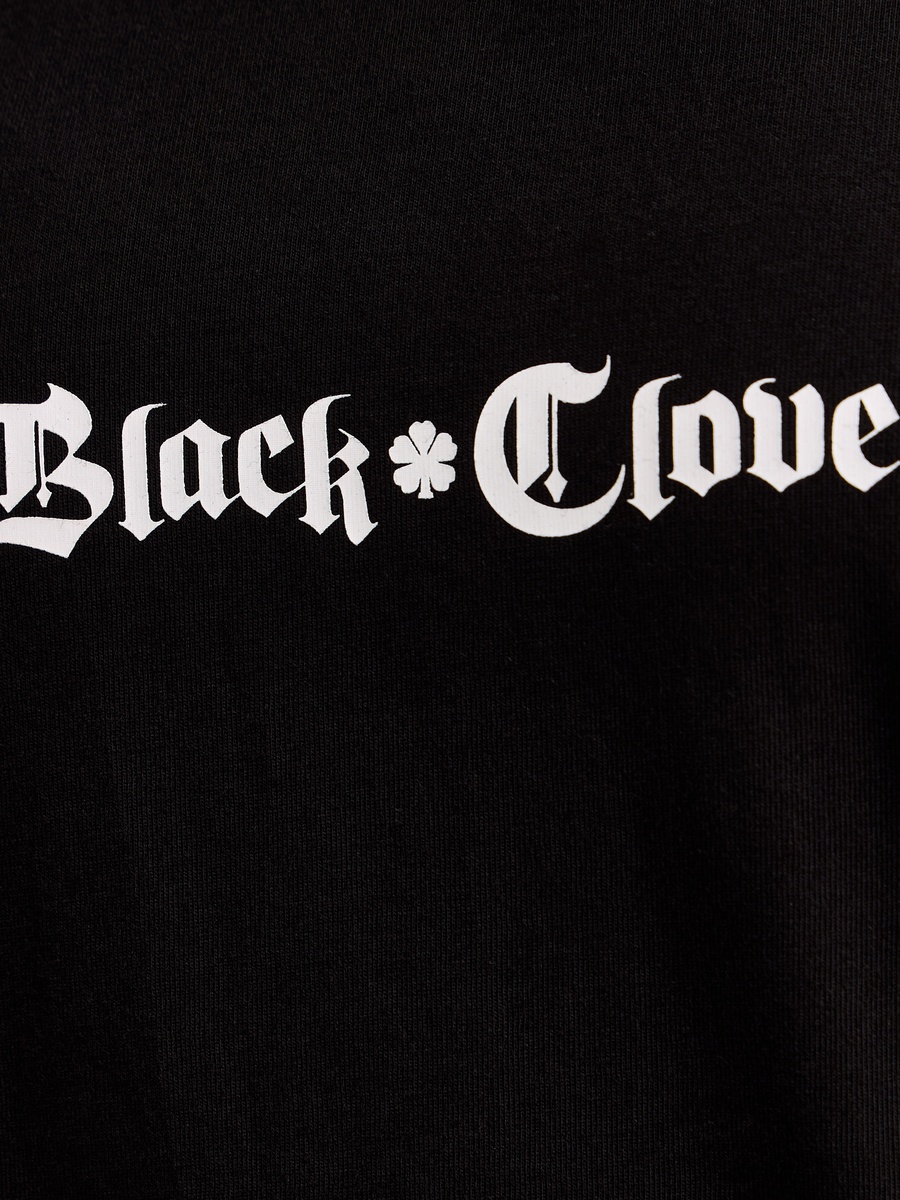 Black Clover Print Oversized Cotton T-Shirt