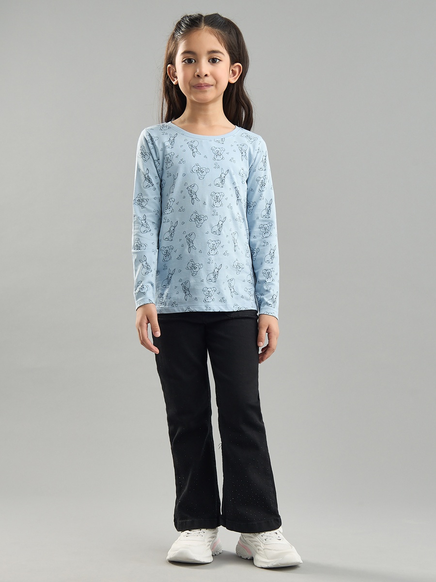 Bear and Bunny Print Cotton T-Shirt