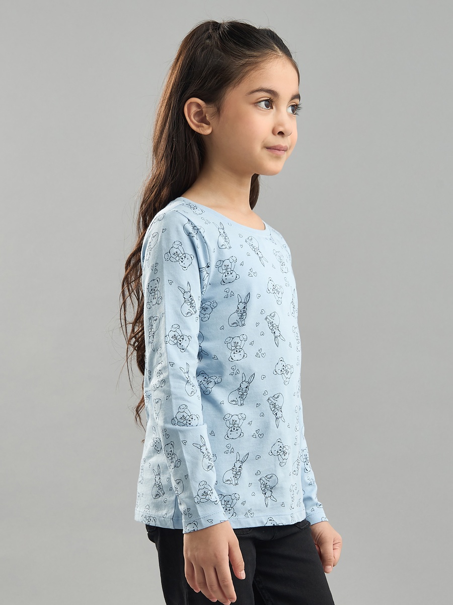 Bear and Bunny Print Cotton T-Shirt