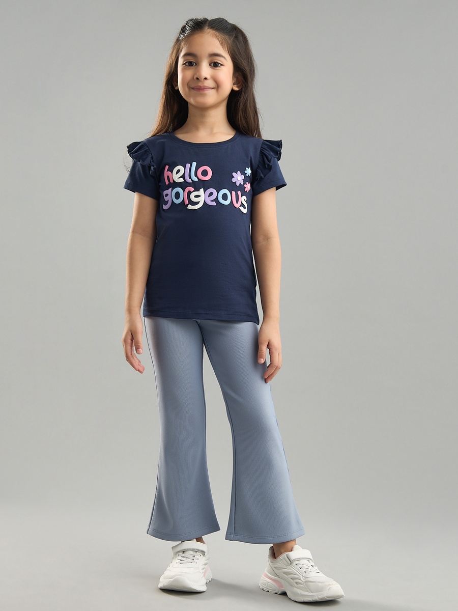 Printed T-Shirt with Ruffle Detail