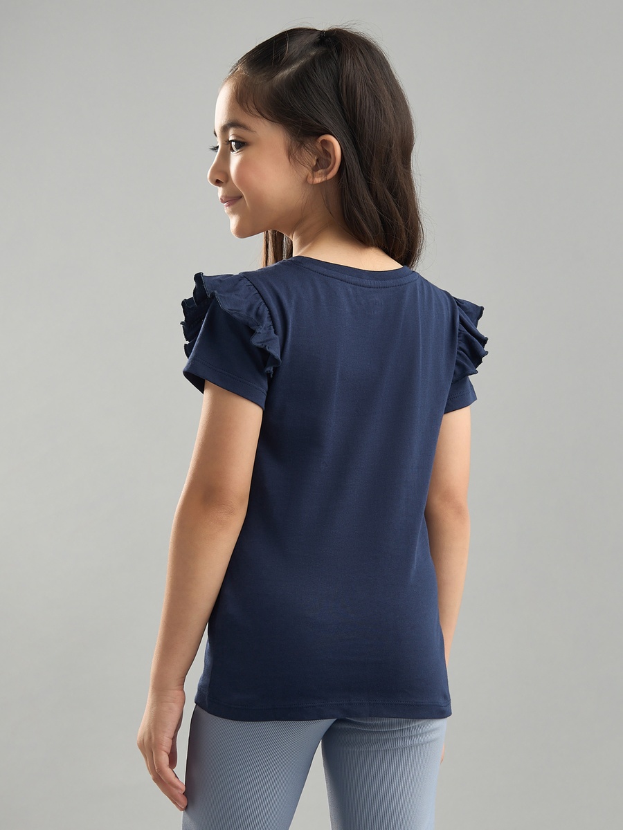 Printed T-Shirt with Ruffle Detail