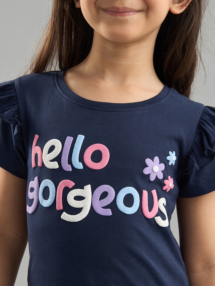 Printed T-Shirt with Ruffle Detail