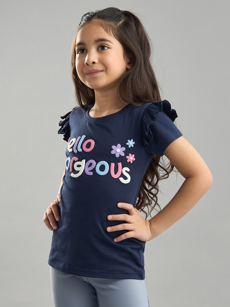 Printed T-Shirt with Ruffle Detail