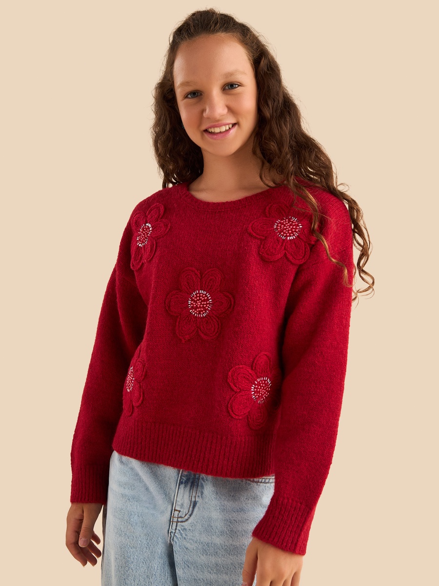 Floral 3D Applique Sweater
