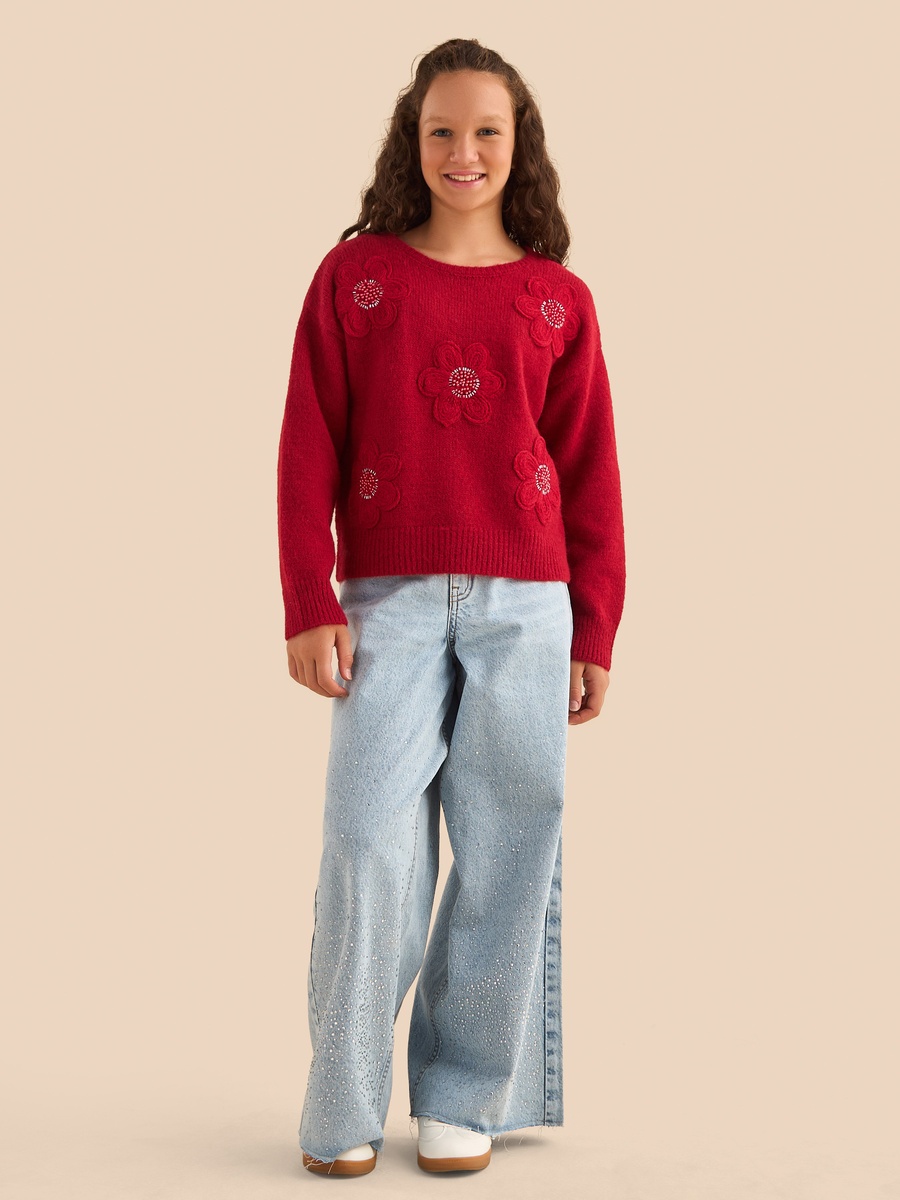 Floral 3D Applique Sweater