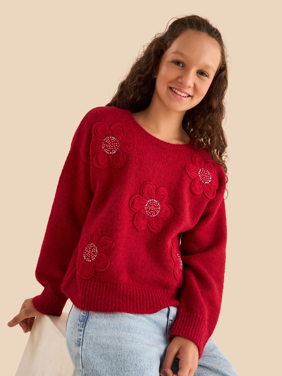 Floral 3D Applique Sweater