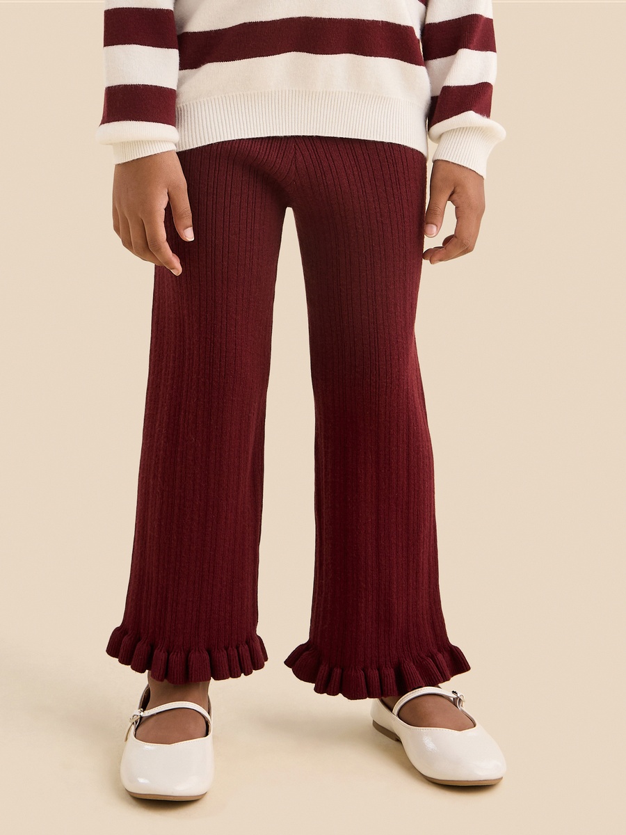 Striped Polo Sweater and Flared Pants Set