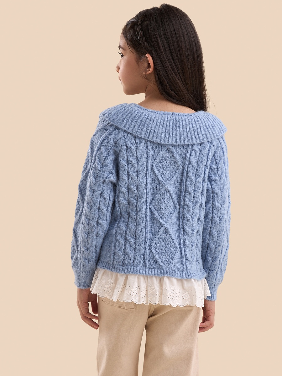 Schiffli Textured Sweater with Collar