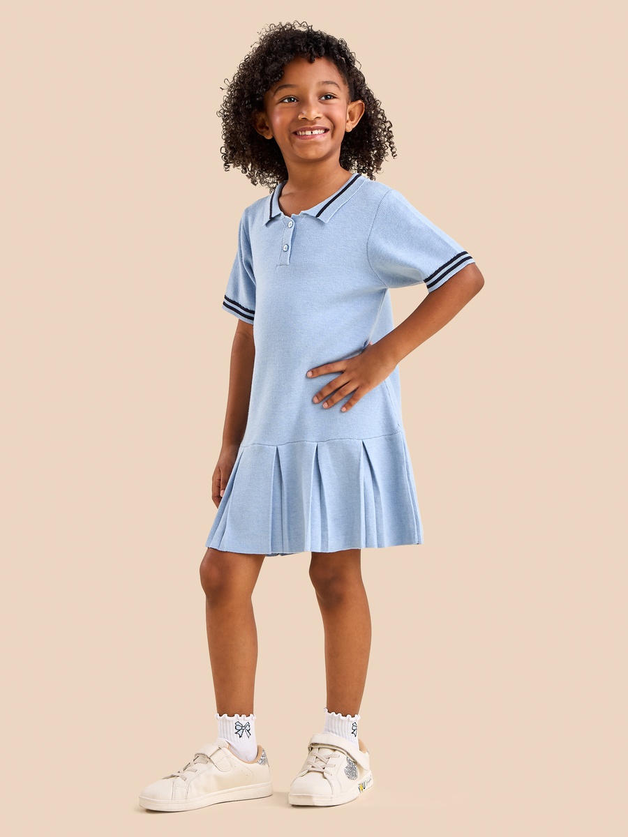 sachin and babi light blue dress Short Sleeve Ruffle Piqu Polo Dress Navy / XL (14/16)