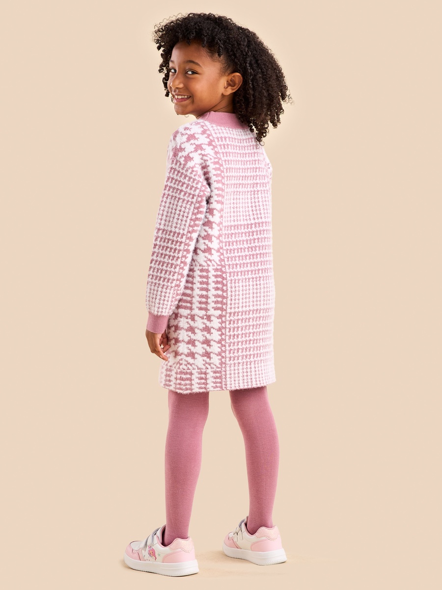 Textured A-Line Dress with Tights