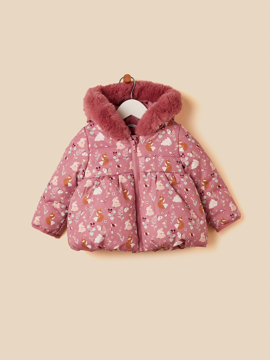 Printed Hooded Puffer Jacket
