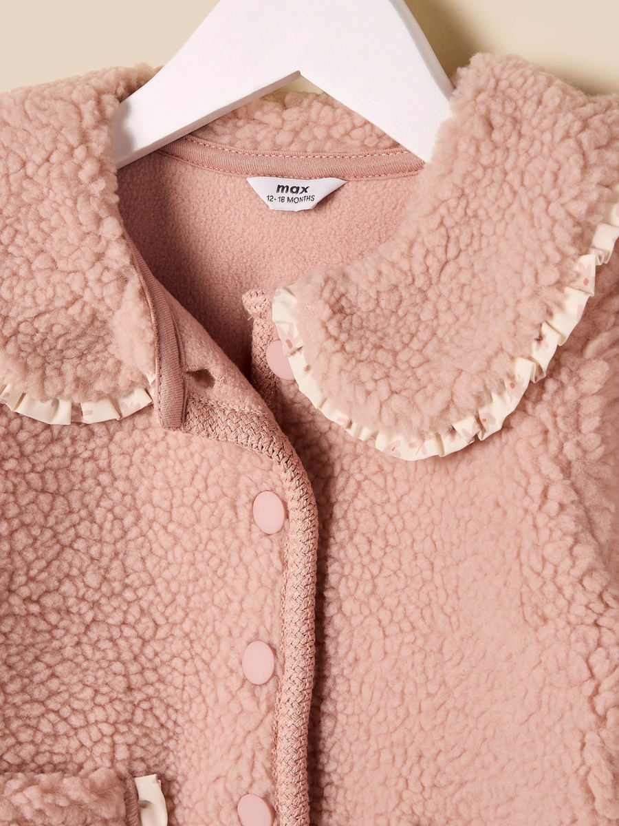 Embroidered Collar Borg Jacket