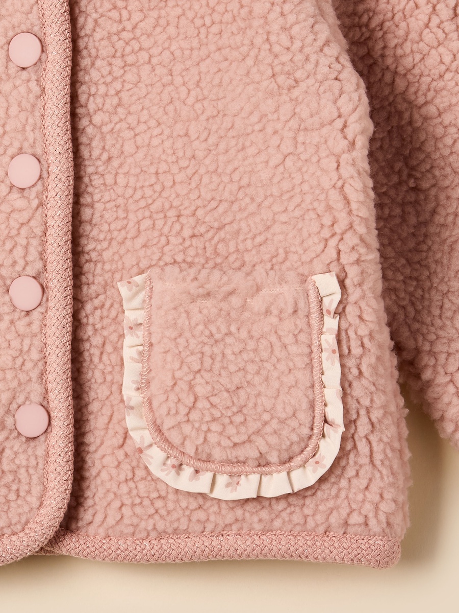 Embroidered Collar Borg Jacket