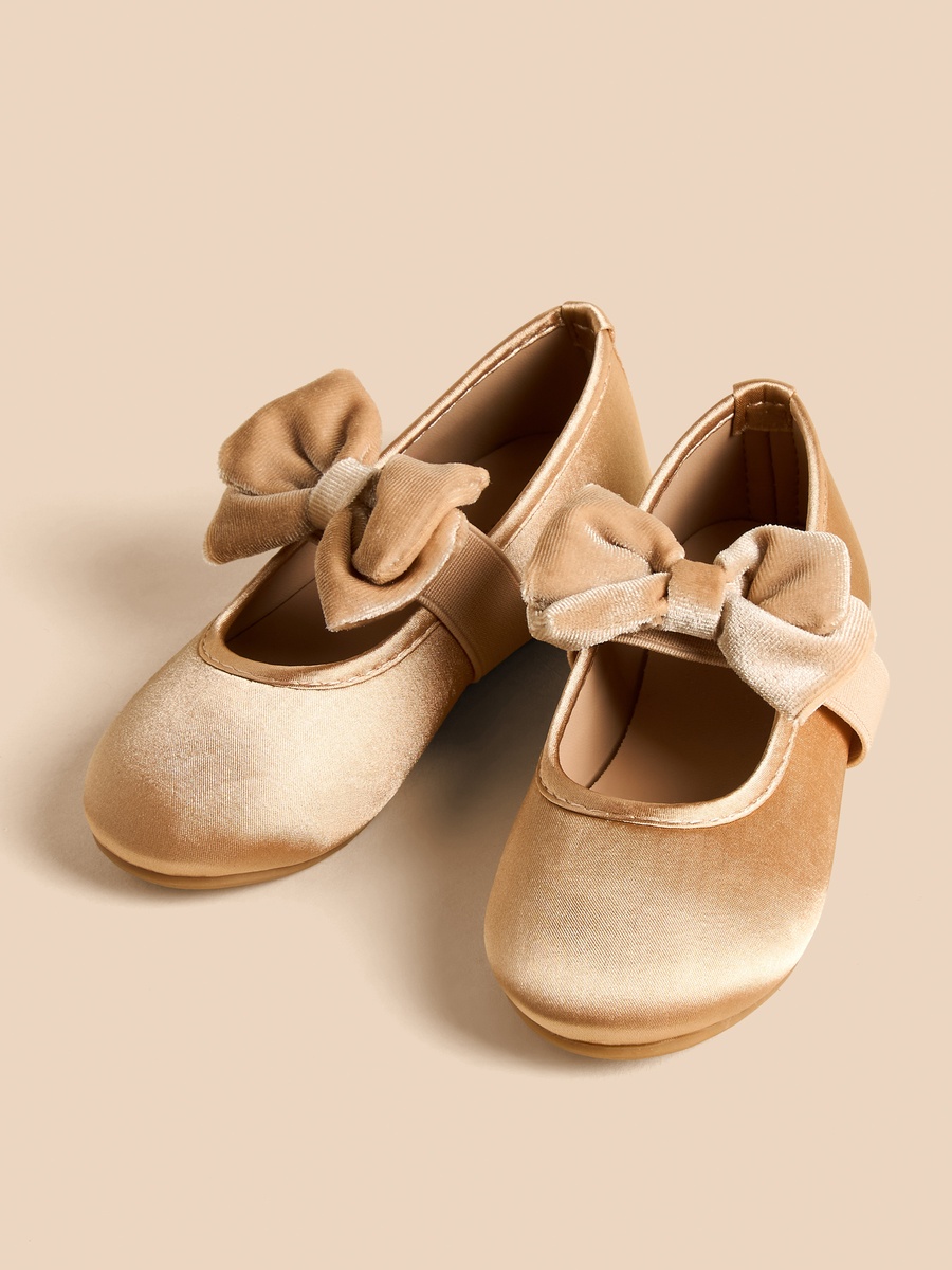 Bow Accent Ballerina Shoes with Elasticated Strap