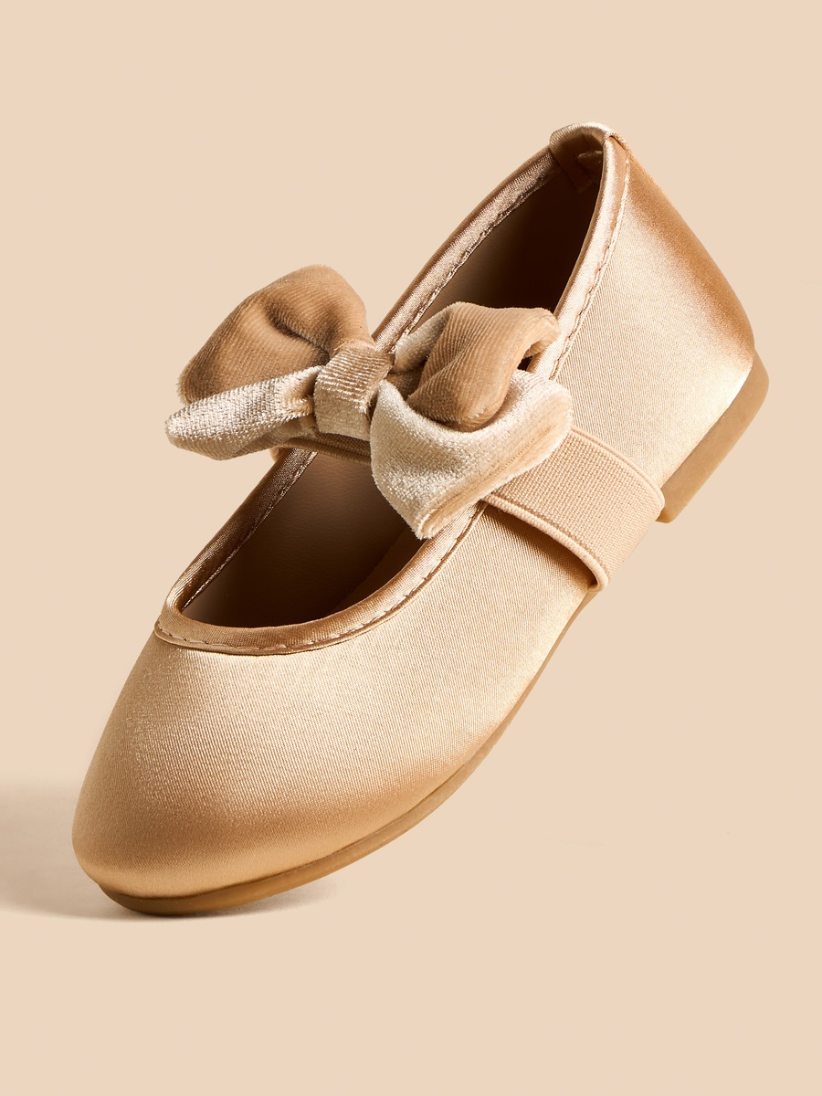 Bow Accent Ballerina Shoes with Elasticated Strap